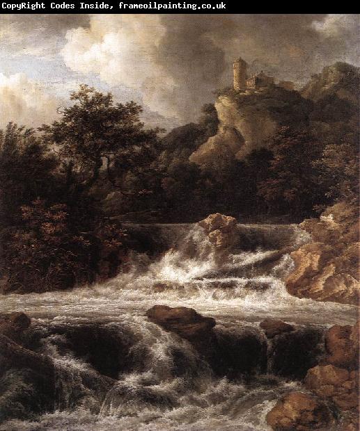 Jacob van Ruisdael Waterfall with Castle  Built on the Rock